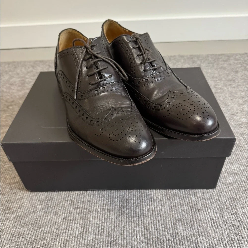 Brown Leather Men's Brogue Wingtip Shoes size 10
